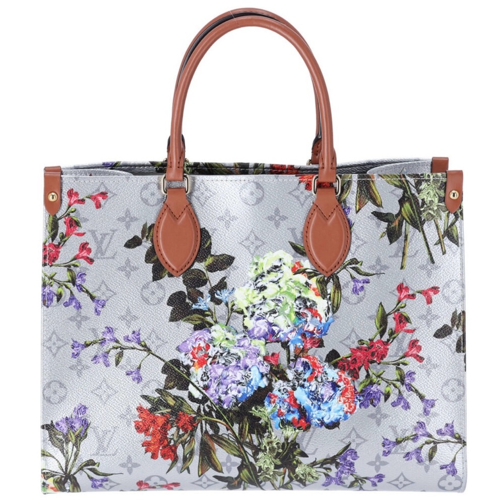Louis Vuitton Garden Collection OnTheGo MM Tote Floral Pattern Silver Monogram
